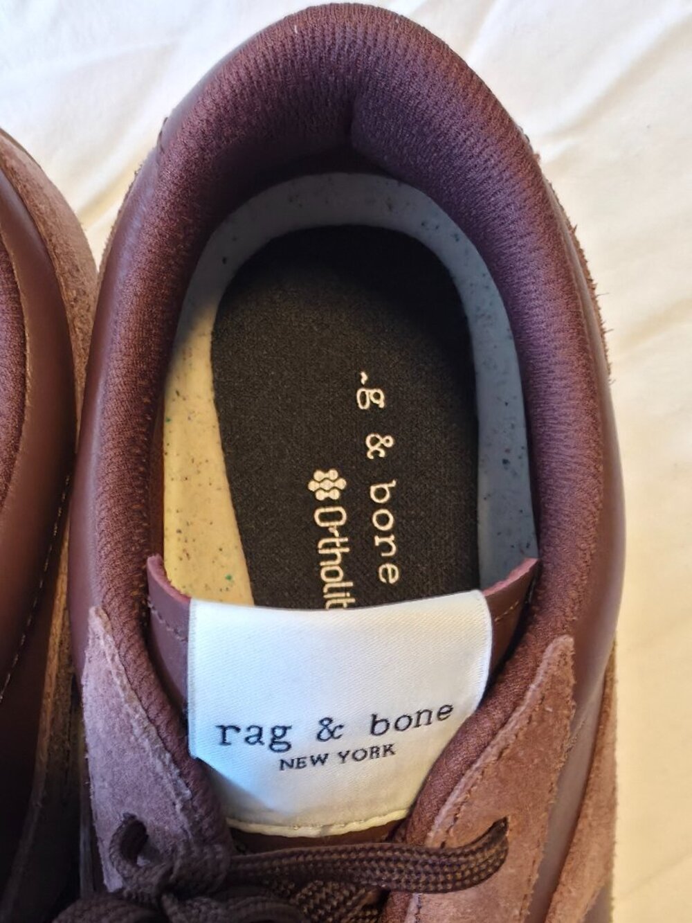Rag and Bone Slim Retro Runner in Merlot Burgundy Leather Sneakers - Picture 3 of 3